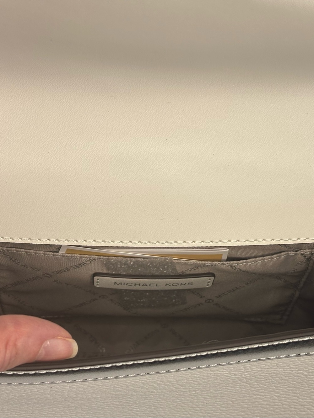 NWT Michael Kors Whitney Silver Metallic Studded Chain Crossbody - Picture 8 of 11